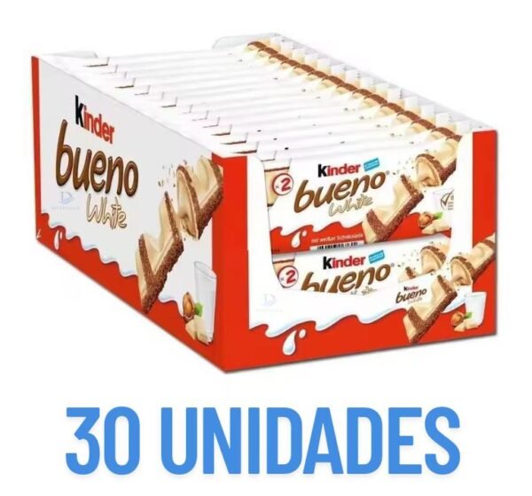 Kinder Bueno Chocolate con leche y crema de avellanas 30*43g,Kinder Bueno White ,Caja de 30 unidades,Barritas de Chocolate - Image 3